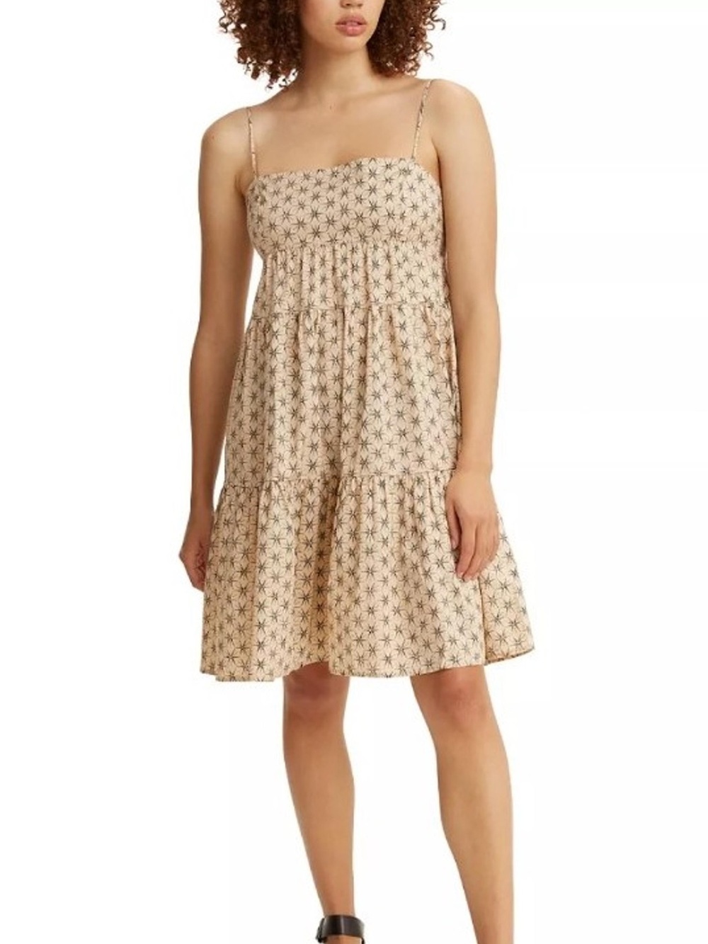 Levi's Beige and Black Printed Spaghetti Strap Dress